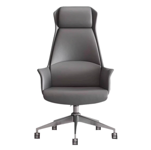 Silla de jefe ejecutiva con respaldo alto de cuero giratorio ergonómico de lujo, reposacabezas ajustable moderno personalizable de aluminio - Product Image 6