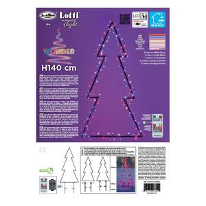 Sapin de Noël WONDER 140 LED avec 14 jeux de lumières (L75 D6 H185 Cm) IP44 67998 Modèle Rouge Bleu Blanc Chaud pour de nombreux arbres - Product Image 2
