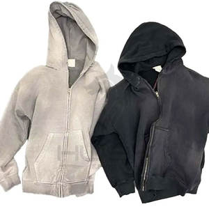 Sweat à capuche d'hiver en coton éponge français surdimensionné pour hommes lavés à l'acide et technique de teinture de cravate en 3D teint uni - Product Image 4