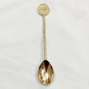 Popular Metal Dessert <b>Spoon</b> Full Ribbed Brass Handle <b>Gold</b> Plated for Wedding Tabletop Dinner And Dessert <b>Spoons</b> - Product Image 2