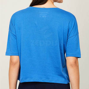 T-shirts en tricot pour femmes de haute qualité, dernier design, respirant, séchage rapide, coton, fibre de bambou, vêtements décontractés de rue - Product Image 3