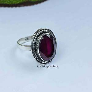 Anillo de Plata de Ley 925 Más Vendido, Anillo de Declaración con Gema de Rubí Rojo Hecho a Mano, Engaste de Bisel, Corte Ovalado, Clásico, Unisex, para Bodas y Fiestas - Product Image 4