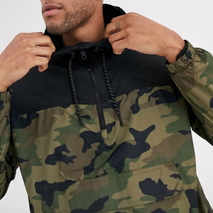 แจ็คเก็ตกันลมแบบมีฮู้ดสำหรับผู้ชายเสื้อกันลมมีซิปครึ่งโอเวอร์โอเวอร์เฮดมีโลโก้ออกแบบได้ตามต้องการใส่เล่นกีฬาลำลองมีปกเสื้อมีฮู้ดสำหรับฤดูหนาว - Product Image 5