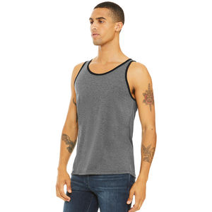 Camiseta sin mangas de LICRA elástica para mujer, camiseta sin mangas de color Gris Carbón, camiseta sin mangas de algodón para hombre, ligera - Product Image 1