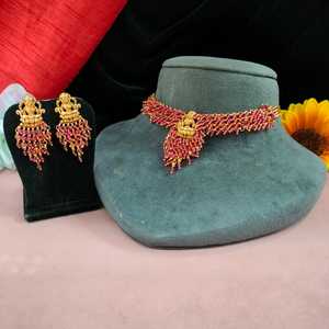 Temple Look Et Minimal Perles Travail Collier Ensemble Pour Les Femmes Longue Durée Brillance Fine Qualité kundans Idéal Pour Les Événements Festifs - Product Image 3