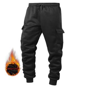 Men Winter <b>Fleece</b> Drawstring Mid Waist Printed Warm Windproof Sport Jogger Pants Casual Cargo <b>Trousers</b> - Product Image 3