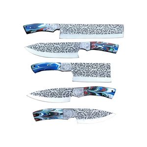 Ensemble de couteaux de chef en acier Damas lourd fait à la main, manche en bois lisse, design ambidextre, haute durabilité, performance professionnelle - Product Image 3