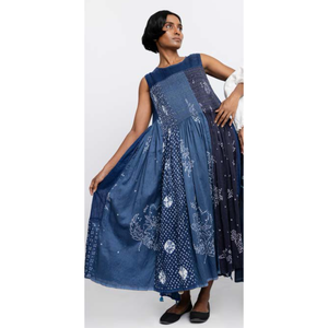 Vestido Boho AMBER 17 sin Mangas, Color Índigo, con Tirantes Finos, Ligero, de Tela Mixta, de una Pieza, Largo hasta la Rodilla, Natural, para el Día, Primavera - Product Image 3