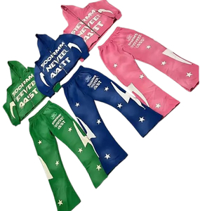 Haute Qualité Personnalisé En Détresse Patch Broderie Logo Lavage À L'acide Vintage Pull Évasé Sueurs Survêtement Lourd Pour Hommes - Product Image 2