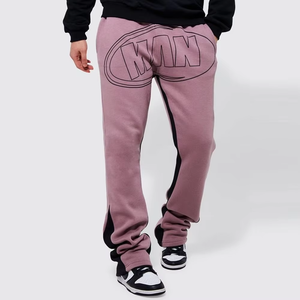 Piste Baggy Flare Pantalon De Survêtement Homme Personnalisé Coton Épais Blanc Éponge Française Empilé Évasé Hommes Pantalon De Survêtement Pantalons Hommes - Product Image 1