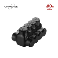   Connecteur de câblage isolé noir à 4 ports, raccord mécanique à double entrée pour fils en cuivre et aluminium de 6AWG à 250kcmil