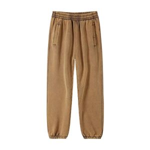 Pantalons de survêtement unisexes en molleton de coton lourd de haute qualité à prix avantageux avec logo personnalisé vintage délavé à l'acide et poches zippées - Product Image 5