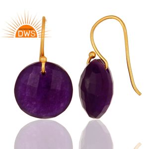 Handmade 18k Gold Plated Silver Hook Earrings Wholesale Faceted Round Aventurine Gemstone Earrings Jewelry - Product Image 3