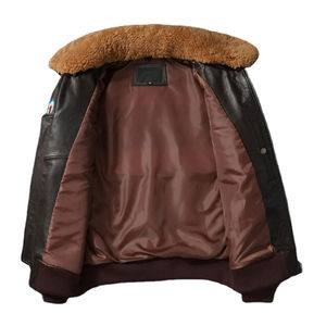 Vente en gros de veste en cuir de vachette véritable G1 avec col en fourrure, vestes de vol pour hommes, manteau aviateur, vestes d'hiver pour hommes - Product Image 4