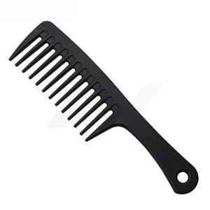 Cepillo de pelo Peine de dientes anchos Plástico ABS negro Resistente al calor Peine de dientes anchos grandes Peinado 24,5 cm - Product Image 1