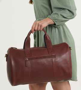 Sac de voyage léger en cuir véritable marron, sac de week-end, sac de sport, sac de voyage pour homme et femme, grand sac de voyage pour une nuit, style vintage - Product Image 1