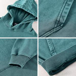 Unisex 380 GSM Acid Wash Style <b>Fleece</b> <b>Hoodie</b> Custom Logo Heavyweight Thick Winter Sweatshirt for Men and Women Front Logo - Product Image 5