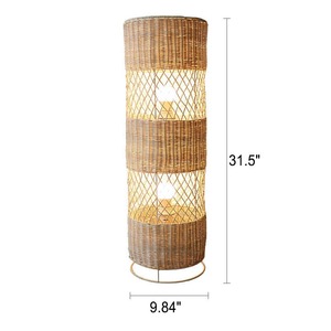 Abat-jour en bois de style asiatique fait à la main pour la maison et le jardin pour la décoration d'angle avec design de ferme - Product Image 3