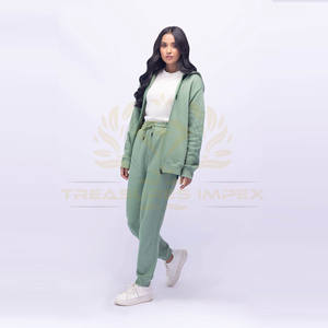 Ensemble de jogging 2 pièces unisexe décontracté Haut à fermeture éclair avec cordon de serrage à la taille Pantalon de survêtement en coton Sweat à capuche solide Street Wear Hiver - Product Image 4