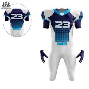 Concevez votre propre uniforme de football américain personnalisable, ensembles 100% polyester respirants, séchage rapide, protection UV, maillot et short - Product Image 3