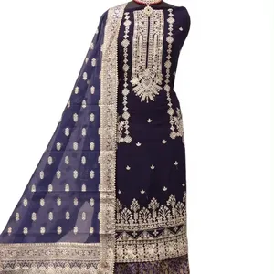 Vêtements pakistanais indiens Renard lourd Georgette Séquence Broderie Travail à la main Robe pakistanaise