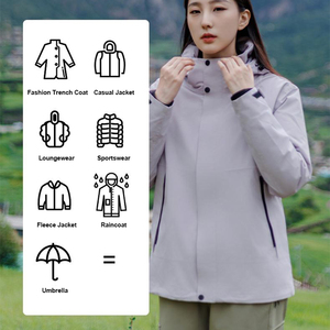 Veste coupe-vent unisexe pour homme, en polaire polyester chaud avec fermeture éclair, doublée et imperméable - Product Image 6