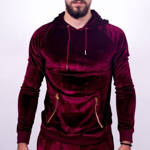 Survêtements en velours coupe Slim, 2 pièces, velours court, vierge, luxe, Logo personnalisé en daim pour hommes - Product Image 2
