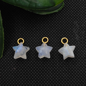 Bleu Dentelle Agate 10mm Étoile Briolette Coupe 925 Argent Plaqué Or Boucle Pendentif Bleu Dentelle Agate Charmes Fabrication de Bijoux En Vrac En Gros - Product Image 3