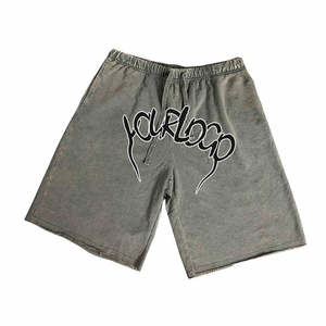 Alta calidad teñido liso Color sólido lavado ácido rodilla 100% poliéster Casual cintura alta cintura elástica secado rápido ropa activa para hombres - Product Image 2