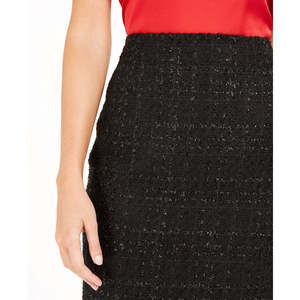 Gonna a tubino nera in tweed metallizzato Calvin Klein da donna, in spandex lucido e chiffon, taglie forti XS, per lavoro, gonna formale in pelle - Product Image 3