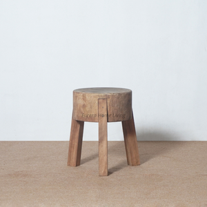 Tabouret en bois Suar au design moderne de forme ronde de couleur naturelle pour la maison, hôtel, appartement, villa-meubles de salon - Product Image 6