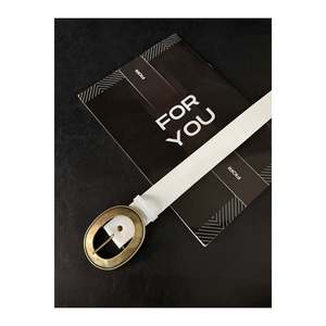 Faux Leather Oval Buckle Women's Trouser Belt, <b>Jacket</b> Belt, Shirt Belt, <b>Dress</b> Belt - <b>White</b> - Product Image 3