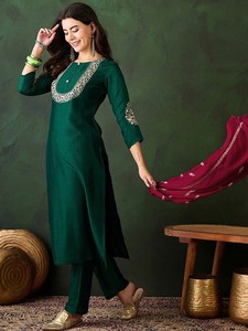 คอลเลกชันขายส่งของผ้าไหมปักลายพิเศษอินเดียปากีสถาน kurti ด้านล่าง dupatta - Product Image 2