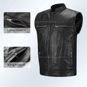 Gilet de moto pour hommes en cuir véritable léger de haute qualité Logo personnalisé véritable gilet d'hiver gilet respirant à bas prix - Product Image 6