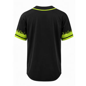 Maillot de baseball personnalisé pour adulte, imprimé numériquement, noir avec bordure vert lime, manches courtes, unisexe, respirant, 100% polyester 240g, pour équipe - Product Image 3