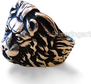 Anillo de Hombre, Anillo Sencillo de Plata, Anillo de Sello Pesado con León, Anillo Navideño Hecho a Mano, Joyería Personalizada, Anillo de Plata Maciza 925 - Product Image 2
