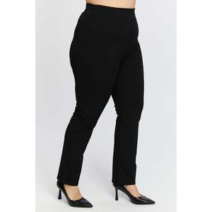 <b>Plus</b> <b>Size</b> Cotton Winter <b>Trousers</b> with Elastic Waistband, <b>Black</b> - Product Image 2