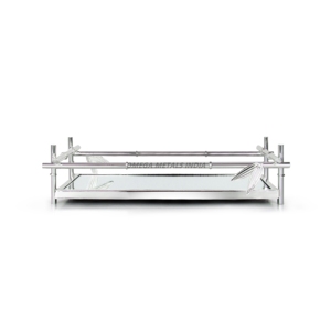 Elegante Bandeja Rectangular Plateada para Servir con Base de Vidrio y Diseño Moderno, Perfecta para Recepciones con Estilo y Decoración del Hogar - Product Image 1