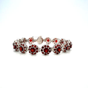 925 Sterling Silver Trendy Exquisite <b>Red</b> Round <b>Red</b> Garnet Charm Bracelet for Women Party Fine <b>Jewellery</b> Accessories Handmade - Product Image 2