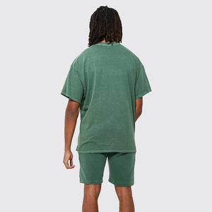 ผ้าฝ้ายสีเขียวทำชุดฤดูร้อนของผู้ชายวิ่งออกกำลังกายวิ่งออกกำลังกายชุดสวมใส่กับ ODM บริการ - Product Image 2