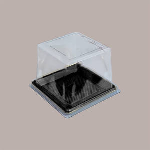 25 Pcs Medoro Couvercles Jetables en Plastique Rigide Transparent avec Plateau Carré 28x28H8 cm - Product Image 1