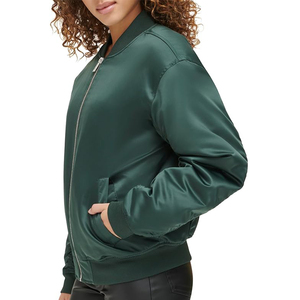 Chaqueta Bomber Cortavientos de Algodón Tejido Transpirable de Talla Grande para Mujer, con Cremallera, Mangas Largas, Diseño Personalizado, Servicios ODM OEM - Product Image 3