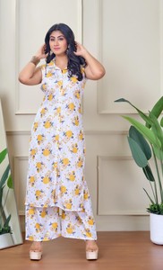 Trendy Rayon A Line Cordset Sleeveless <b>Kurti</b> For Traditional Ethnic Wear for Womens Wedding Festive & Party Occasions - Product Image 2