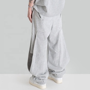 Custom Men's High Waist Straight Pattern Fleece Oversized Cargo Track Pants Streetwear Baggy Stacked Joggers Casual Style - Product Image 2