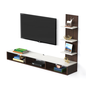 BLUEWUD Prico Wooden <b>Wall</b> <b>Mount</b> <b>TV</b> Unit <b>with</b> <b>Shelves</b> for Books & Decor Display Unit, Ideal for 42 Inches <b>Tv</b> - Product Image 3