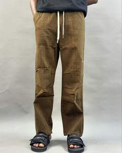 กางเกงวอร์มขาตรงของผู้ชายกางเกงลำลองจากผ้าแคนวาสเอวปานกลางจากบังคลาเทศ2025 - Product Image 1