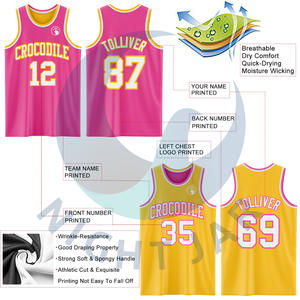 ชุดเครื่องแบบบาสเก็ตบอลสั่งทำกลับด้านได้ชุดเสื้อบาสเก็ตบอลขนาดใหญ่พิเศษระบายอากาศป้องกันแบคทีเรียออกแบบได้ตามต้องการ100% โพลีเอสเตอร์ - Product Image 3