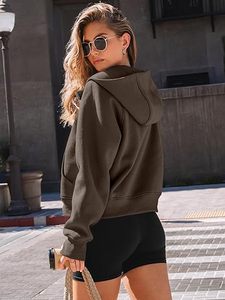 Sudaderas con cremallera de alta calidad para mujer 2025, venta al por mayor, sudaderas con cremallera completa de algodón ajustadas OEM personalizadas, sudaderas con capucha elegantes - Product Image 4
