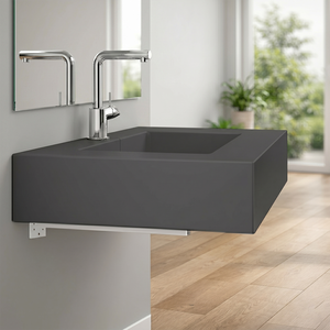 Lavabo Koricini Manchester 80 cm in resina grigio opaco con staffe di supporto - Product Image 2