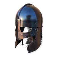 Authentique casque de guerrier viking-Armure nordique médiévale fabriquée à la main avec cotte de mailles, prêt pour le GN, finition portée au combat